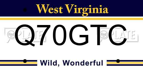 Q70GTC West Virginia License Plate