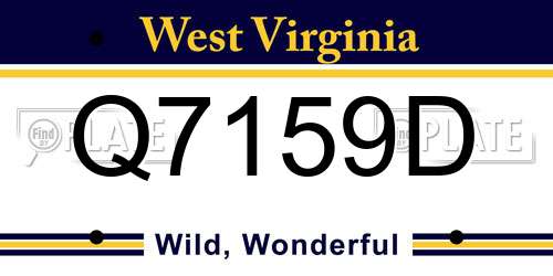 Q7159D West Virginia License Plate