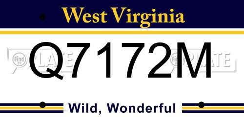 Q7172M West Virginia License Plate