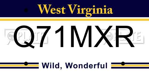 Q71MXR West Virginia License Plate