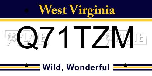 Q71TZM West Virginia License Plate