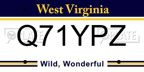 Q71YPZ West Virginia License Plate