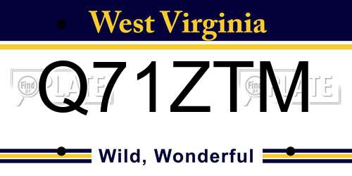 Q71ZTM West Virginia License Plate