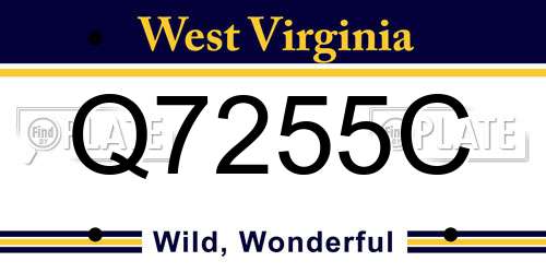 Q7255C West Virginia License Plate