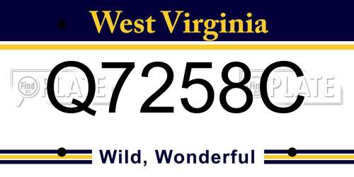 Q7258C West Virginia License Plate