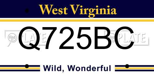 Q725BC West Virginia License Plate