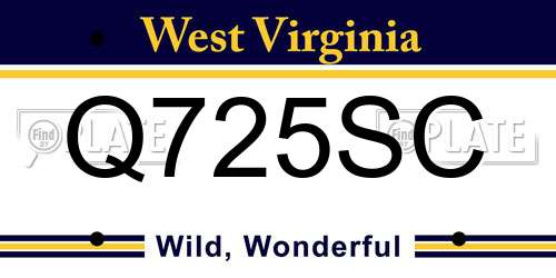 Q725SC West Virginia License Plate