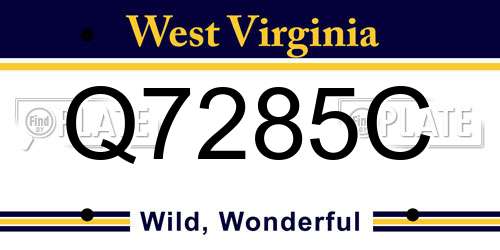 Q7285C West Virginia License Plate