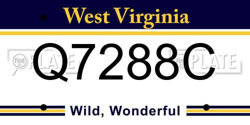 Q7288C West Virginia License Plate