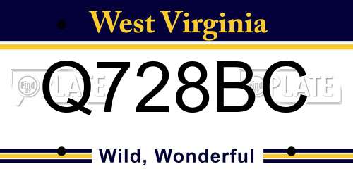 Q728BC West Virginia License Plate
