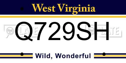 Q729SH West Virginia License Plate