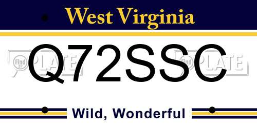 Q72SSC West Virginia License Plate