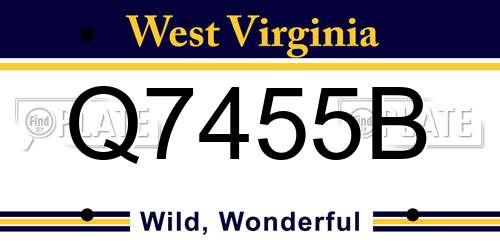 Q7455B West Virginia License Plate