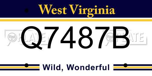 Q7487B West Virginia License Plate