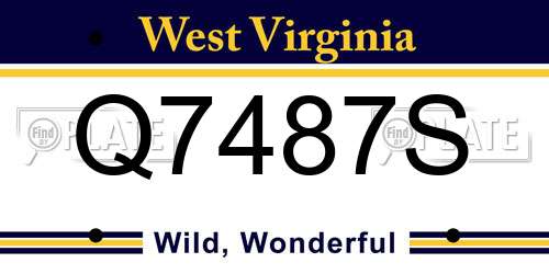 Q7487S West Virginia License Plate