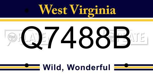 Q7488B West Virginia License Plate