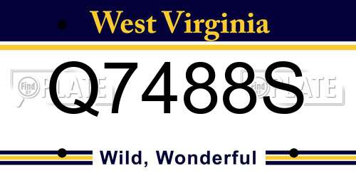 Q7488S West Virginia License Plate