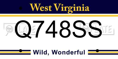 Q748SS West Virginia License Plate