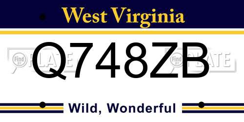 Q748ZB West Virginia License Plate