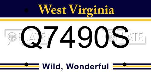 Q7490S West Virginia License Plate