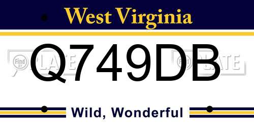 Q749DB West Virginia License Plate