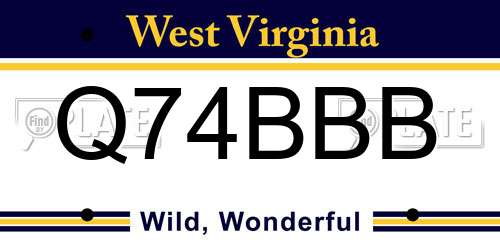 Q74BBB West Virginia License Plate