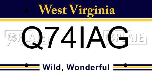 Q74IAG West Virginia License Plate