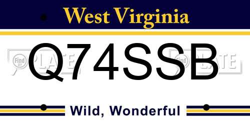 Q74SSB West Virginia License Plate