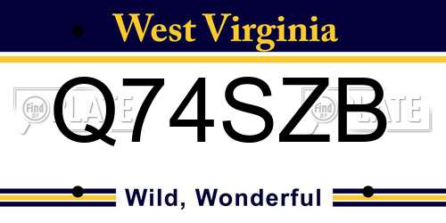 Q74SZB West Virginia License Plate