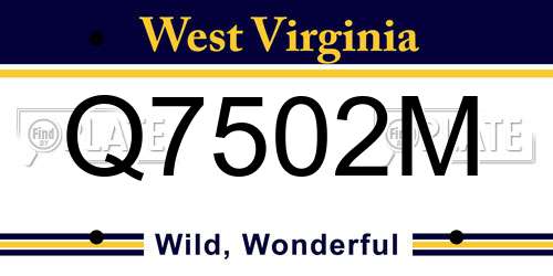 Q7502M West Virginia License Plate