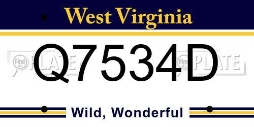 Q7534D West Virginia License Plate