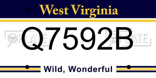 Q7592B West Virginia License Plate