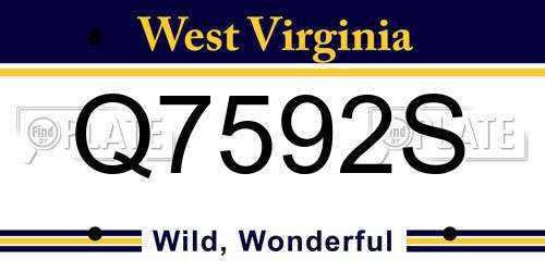 Q7592S West Virginia License Plate