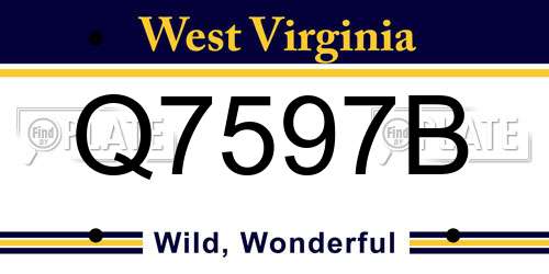 Q7597B West Virginia License Plate