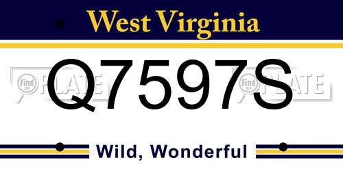 Q7597S West Virginia License Plate