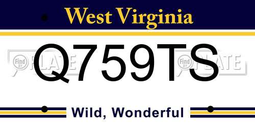 Q759TS West Virginia License Plate