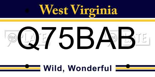Q75BAB West Virginia License Plate