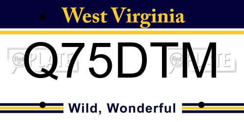 Q75DTM West Virginia License Plate