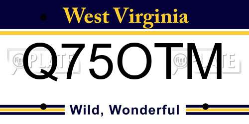 Q75OTM West Virginia License Plate