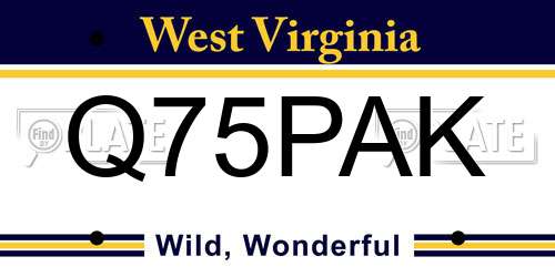 Q75PAK West Virginia License Plate