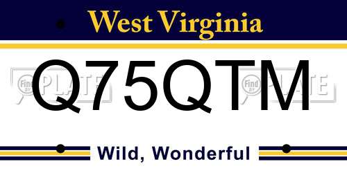 Q75QTM West Virginia License Plate