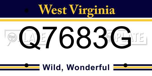 Q7683G West Virginia License Plate