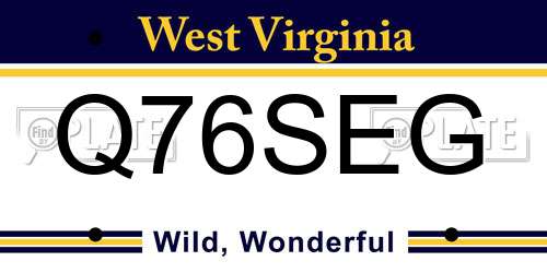 Q76SEG West Virginia License Plate