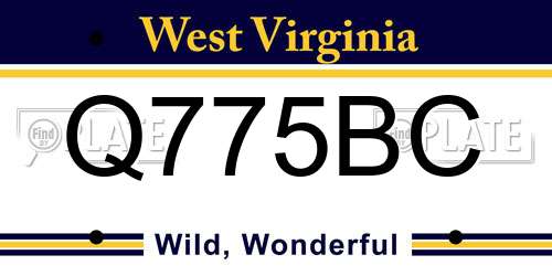 Q775BC West Virginia License Plate