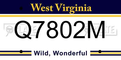 Q7802M West Virginia License Plate