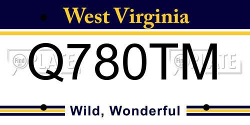 Q780TM West Virginia License Plate