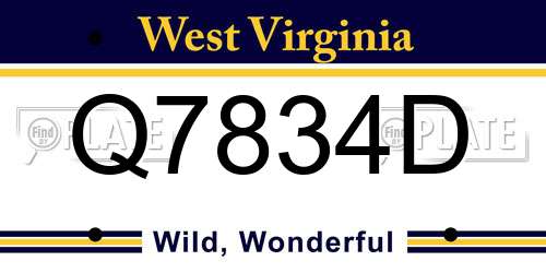 Q7834D West Virginia License Plate