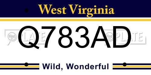 Q783AD West Virginia License Plate
