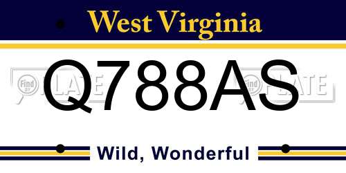 Q788AS West Virginia License Plate