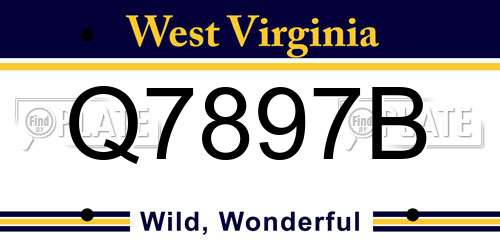 Q7897B West Virginia License Plate